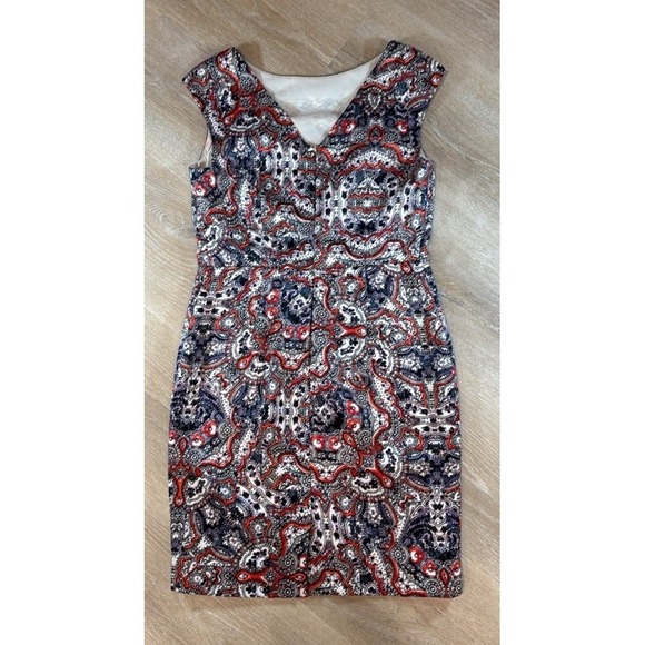 The Limited Paisley Bodycon Dress Sleeveless V Neck Career‎ Cocktail Party Sz 8 - Picture 2 of 10